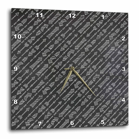 3drose, Arrows Pattern on a Chalkboard Background, 15x15 Wall Clock