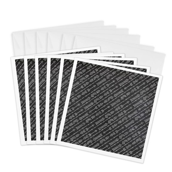 3drose, Arrows Pattern on a Chalkboard Background, 6 Greeting Cards with Envelopes