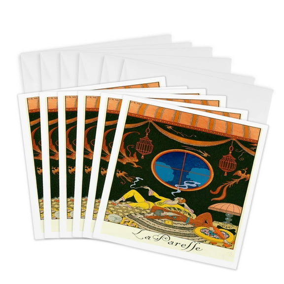 3drose, Art Deco Illustration by George Barbier, 6 Greeting Cards with Envelopes