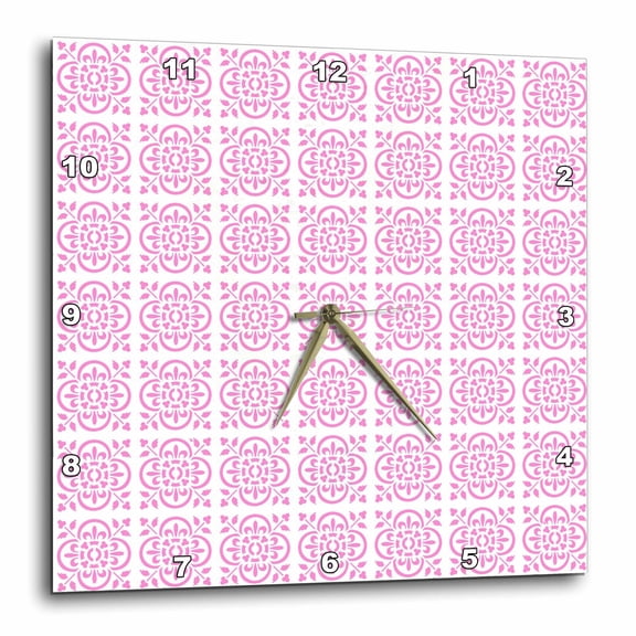 3drose, Art Deco Style Repeat Pattern Bright Pink, 15x15 Wall Clock
