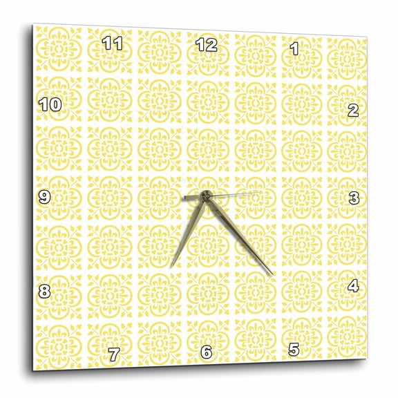 3drose, Art Deco Style Repeat Pattern Cream, 13x13 Wall Clock