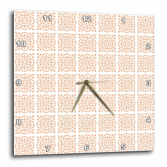 3drose, Art Deco Style Repeat Pattern Pastel Pink, 15x15 Wall Clock