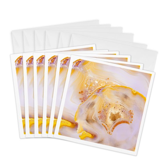 3drose, Art Print of Rosegold Marble Agate Gem Mineral Quartz, 6 Greeting Cards with Envelopes