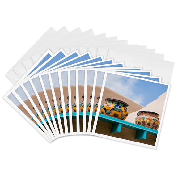 3drose, Artistic Pottery Decor, Taos, New Mexico, Usa., 12 Greeting Cards with Envelopes