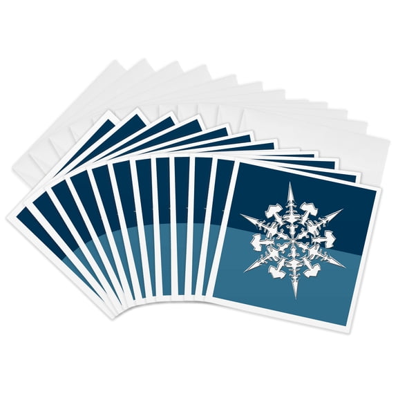 3drose, Artistic Snowflake Design, 12 Greeting Cards with Envelopes