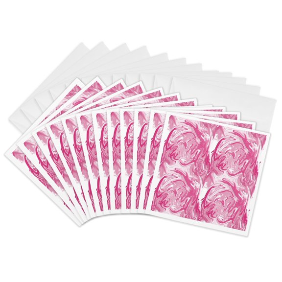 3drose, Artsy Abstract Marble Texture in Pink Colors. Decoration for Anyone, 12 Greeting Cards with Envelopes