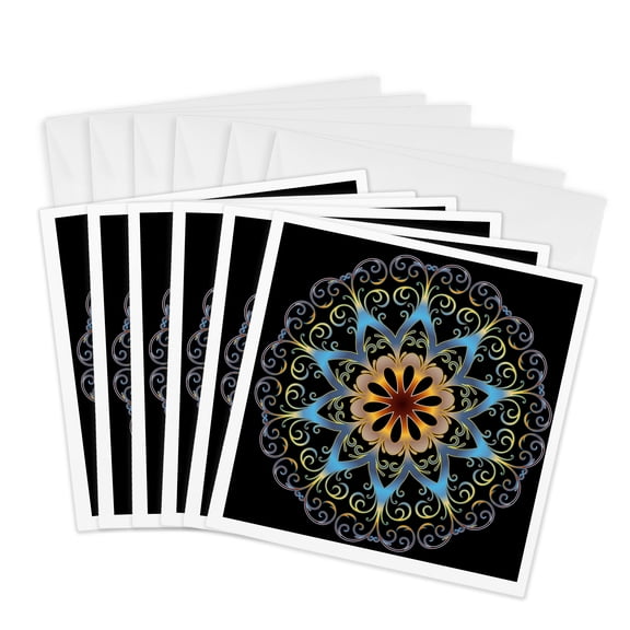 3drose, Asia Buddha Mandala Symbol, 6 Greeting Cards with Envelopes