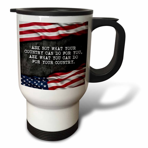 3drose, Ask What You Can Do for Your Country. Patriotic Kennedy Quote., 14oz Stainless Steel Travel Mug