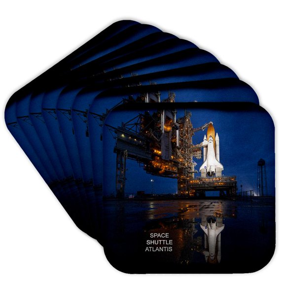 3drose, Astronauts and Rockets - Space Shuttle Atlantis, Set of 8 Coasters - Cork