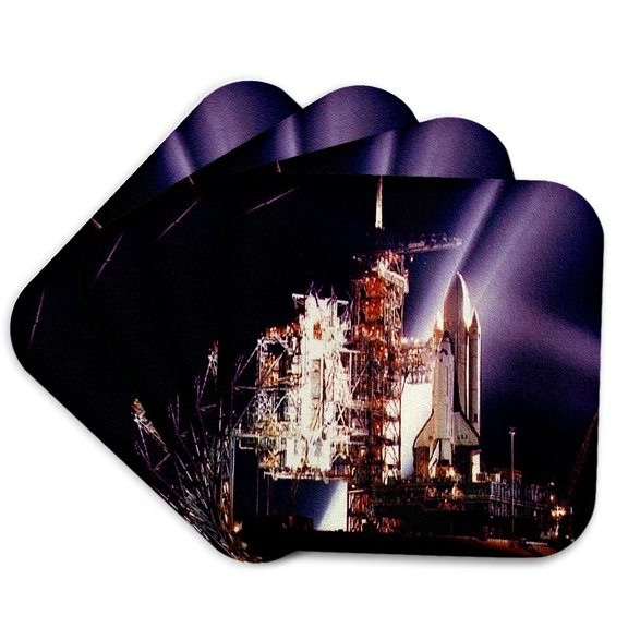 3drose, Astronauts and Rockets - Space Shuttle Launching, Set of 4 Coasters - Cork