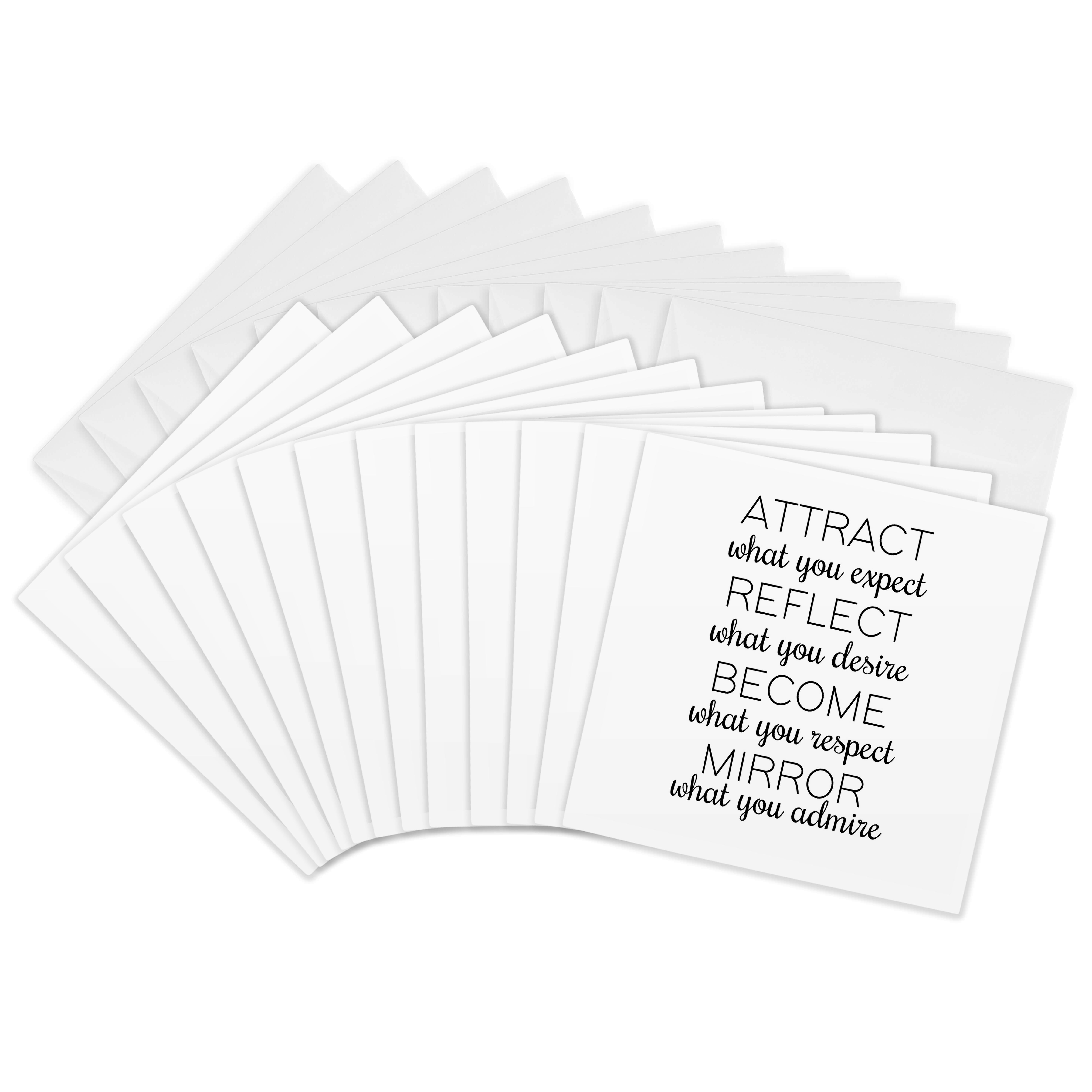 3drose, Attract, Reflect, Become, Mirror. Black Lettering on White ...