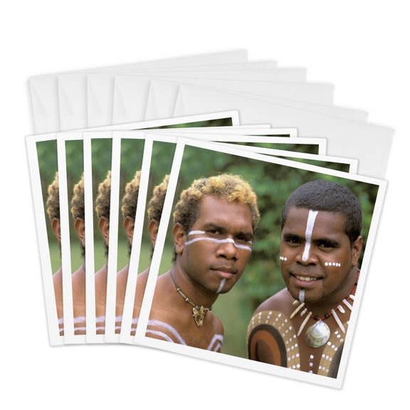 3drose, Australia, Queensland, Aboriginal Natives -au01 Bba0087 - Bill Bachmann, 6 Greeting Cards with Envelopes