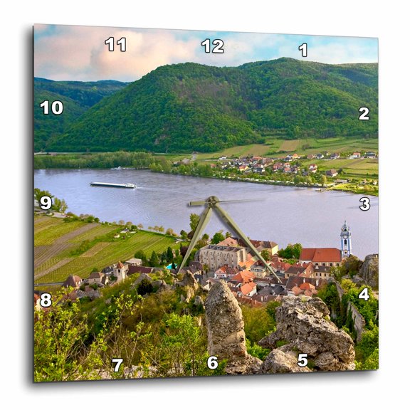 3drose, Austria, Durnstein, Wachau Valley, Danube River - Eu03 Mgl0044 - Miva Stock, 15x15 Wall Clock