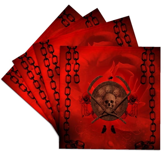 3drose, Awesome Creepy Skulls Red Colors, Set of 4 Ceramic Tile Coasters
