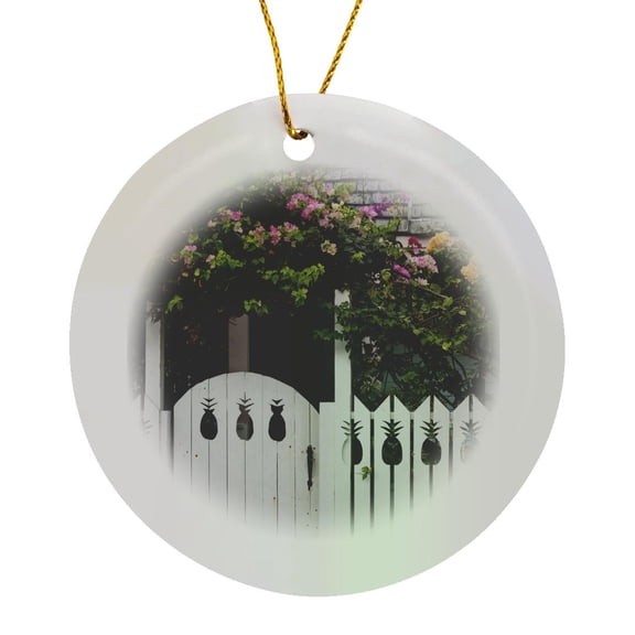 3drose, Bahamas, Eleuthera, Harbor Island, Dunmore, House - Ca05 Wbi0470 - Walter Bibikow, Circle Porcelain Ornament