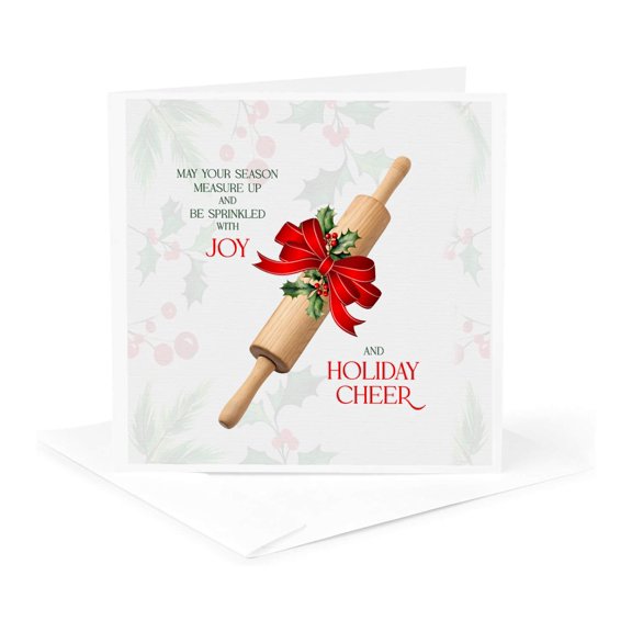3drose, Baker Themed Holiday with Rolling Pin and Baking Puns, 1 Greeting Card with Envelope