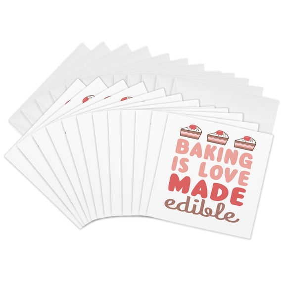 3drose, Baking Is Love Made Edible, 12 Greeting Cards with Envelopes
