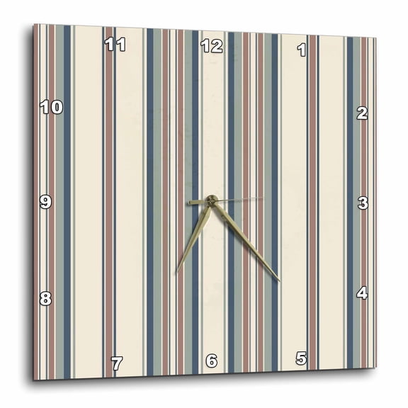 3drose, Balanced Stripes Beige Blue and Brown Complementary Color Palette, 10x10 Wall Clock