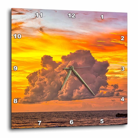 3drose, Bali Sunset at High Tide. Stunning Color. Black and White., 10x10 Wall Clock