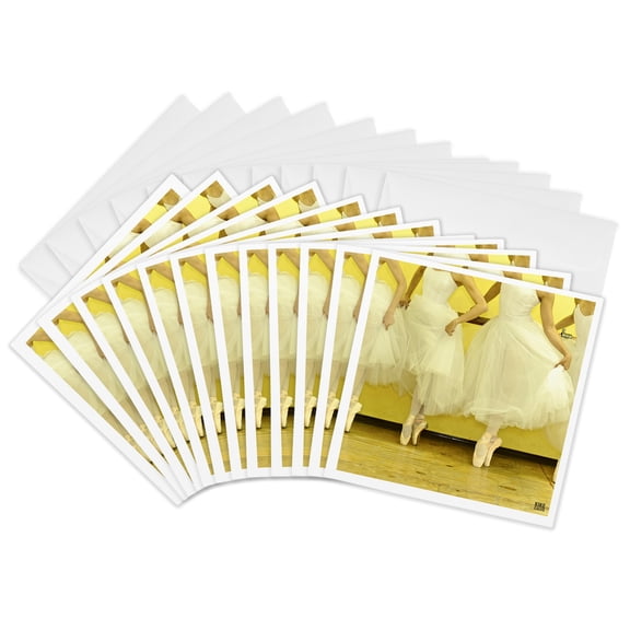 3drose, Ballerinas of the National Ballet Wearing a Romantic White Dress, 12 Greeting Cards with Envelopes