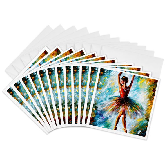 3drose, Ballet Digital Art - Charming Ballerina in Performance. Nice Gift, 12 Greeting Cards with Envelopes