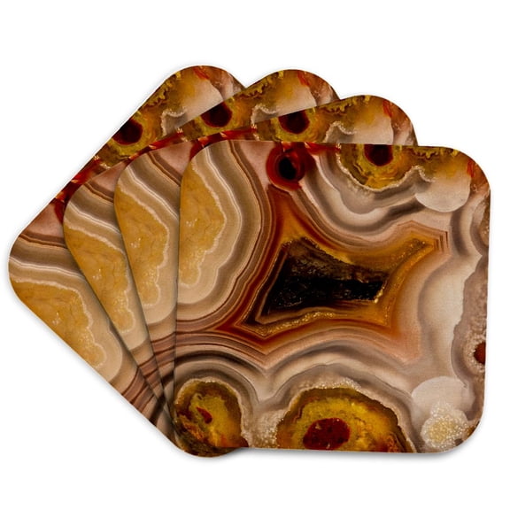 3drose, Banded Mexican Agate, Set of 4 Coasters - Cork