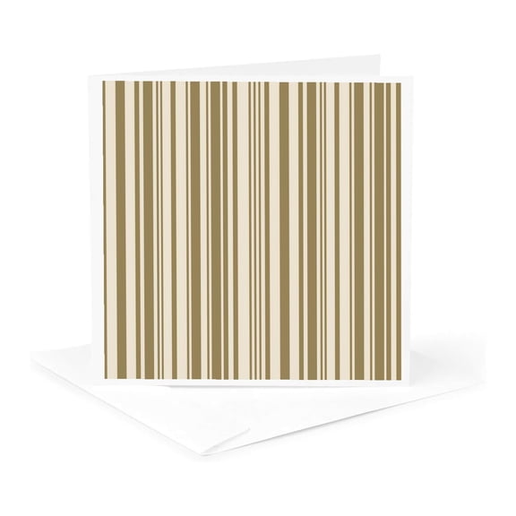 3drose, Barcode Stripes in Brown and Beige Neutral Color Palette, 1 Greeting Card with Envelope