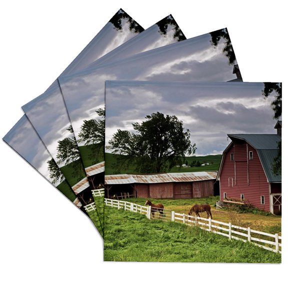 3drose, Barn, Farm Country, Palouse, Colfax, Washington - Us48 Jre0005 - Joe Restuccia Iii, Set of 4 Ceramic Tile Coasters