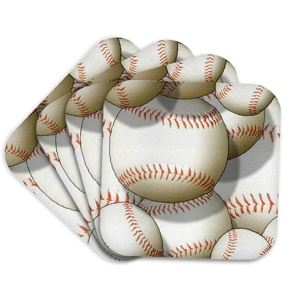 3drose, Baseball Pattern, Set of 4 Coasters - Soft