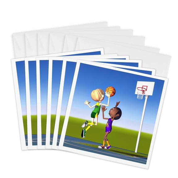 3drose, Basketball Shot from the Key, 6 Greeting Cards with Envelopes
