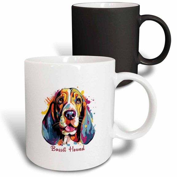 3drose, Basset Hound Dog Breed. Colorful Painting Art. Stylish Gift for All, 11oz Magic Transforming Mug