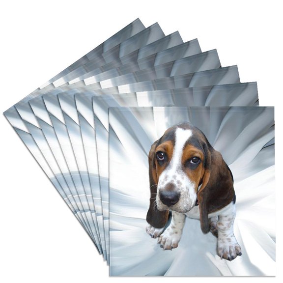 3drose, Basset Hound, Set of 8 Ceramic Tile Coasters