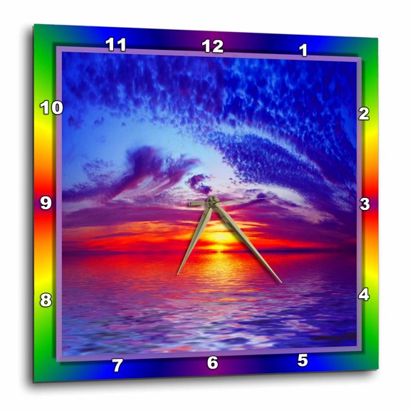 3drose, Bay Beach Sunset Ii, 15x15 Wall Clock