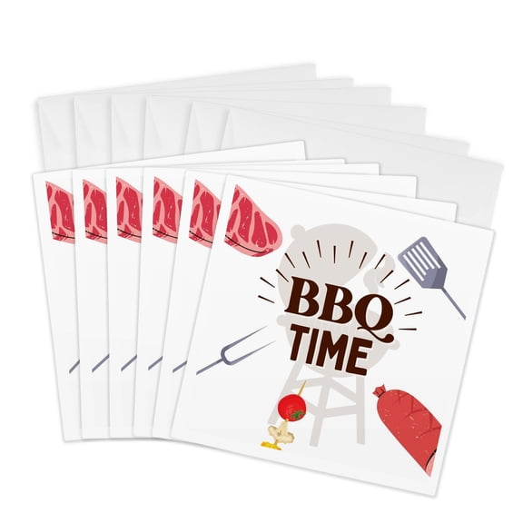 3drose, Bbq Time, 6 Greeting Cards with Envelopes