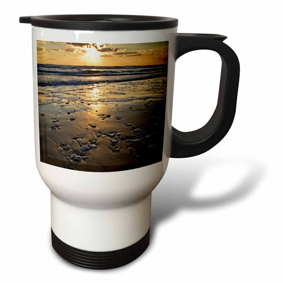 3drose, Beach Seashells, Padre Island, Gulf of Mexico, Texas - Us44 Ldi0021 - Larry Ditto, 14oz Stainless Steel Travel Mug