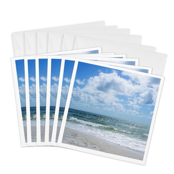 3drose, Beach Waves, 6 Greeting Cards with Envelopes