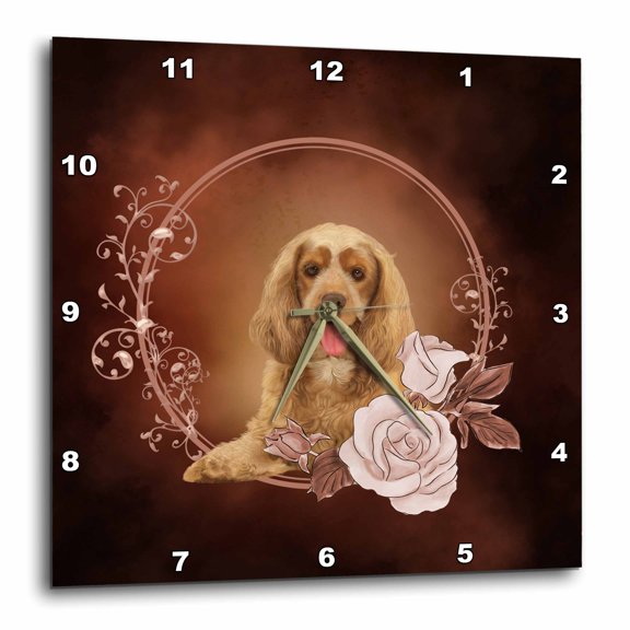 3drose, Beautiful Cocker Spaniel, 15x15 Wall Clock