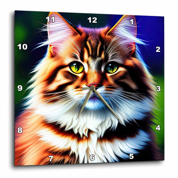 3drose, Beautiful Norwegian Forest Cat of Ginger Color. Nice Animal Art Gift, 10x10 Wall Clock