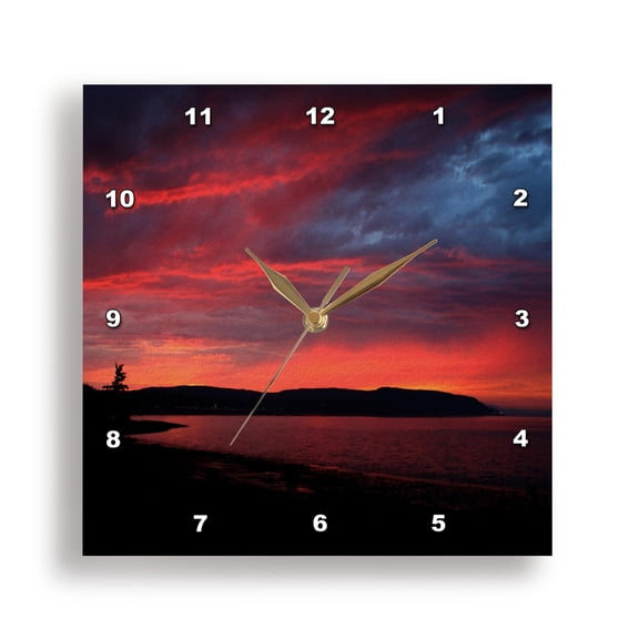 3drose, Beautiful Sunset Sky Beach Nova Scotia, 15x15 Wall Clock