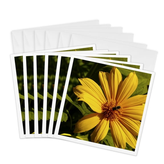 3drose, Bee Flower, 6 Greeting Cards with Envelopes