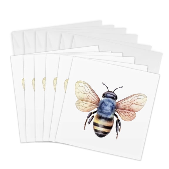 3drose, Bee Illustration, 6 Greeting Cards with Envelopes