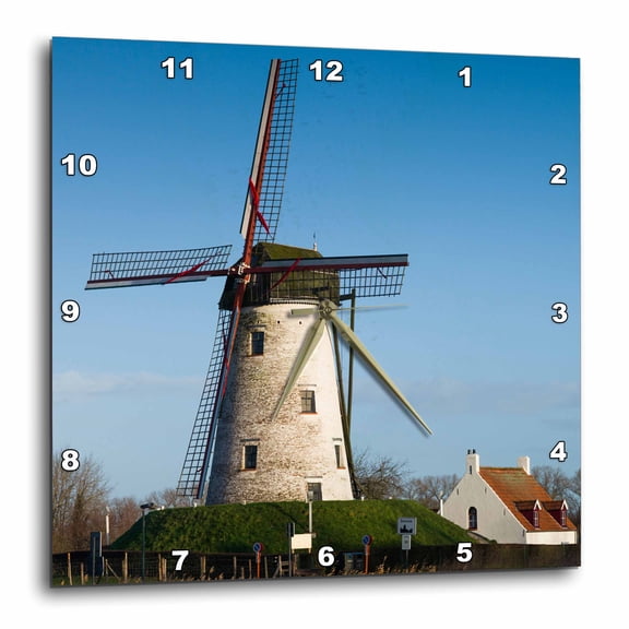3drose, Belgium, Damme. Old Windmill., 10x10 Wall Clock