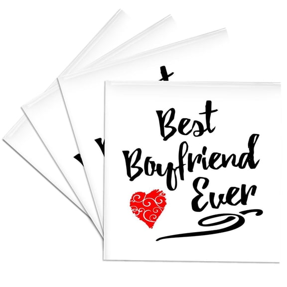 3drose, Best Boyfriend Ever Design, Set of 4 Ceramic Tile Coasters