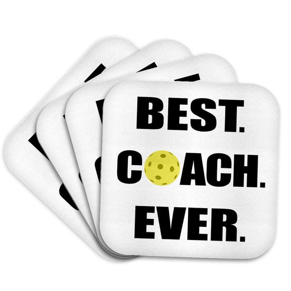 3drose, Best Coach Ever Pickleball, Set of 4 Coasters - Cork