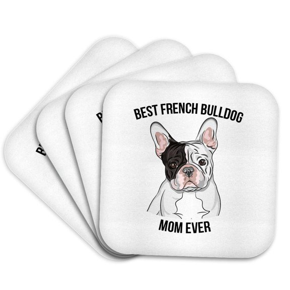 3drose, Best French Bulldog Mom Ever, Set of 4 Coasters - Soft