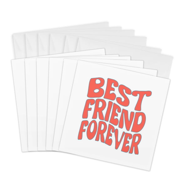 3drose, Best Friends Forever Wave Effect, 6 Greeting Cards with Envelopes