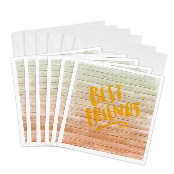 3drose, Best Friends Illustration, 6 Greeting Cards with Envelopes