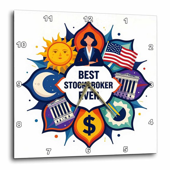 3drose, Best Stockbroker Ever. Awesome Mandala Art for a Chic Businesswoman, 15x15 Wall Clock