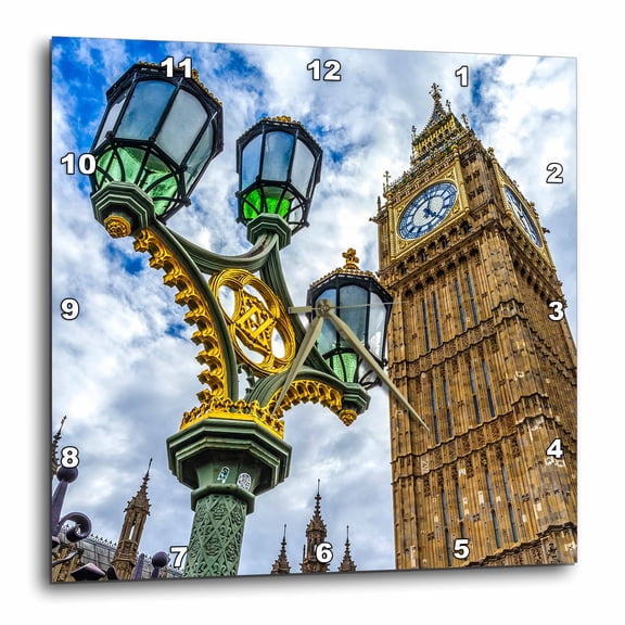 3drose, Big Ben, Westminster Bridge, Houses of Parliament, London, England., 15x15 Wall Clock