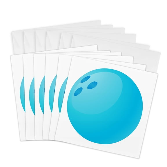 3drose, Big Blue Bowling Ball - Sports Inspired Art, 6 Greeting Cards with Envelopes